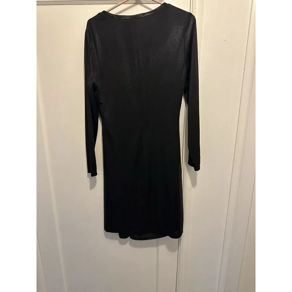 LAUREN Ralph Lauren Foil-Print Jersey Dress Sz 14 Black Label NWTs‎ Long Sleeve